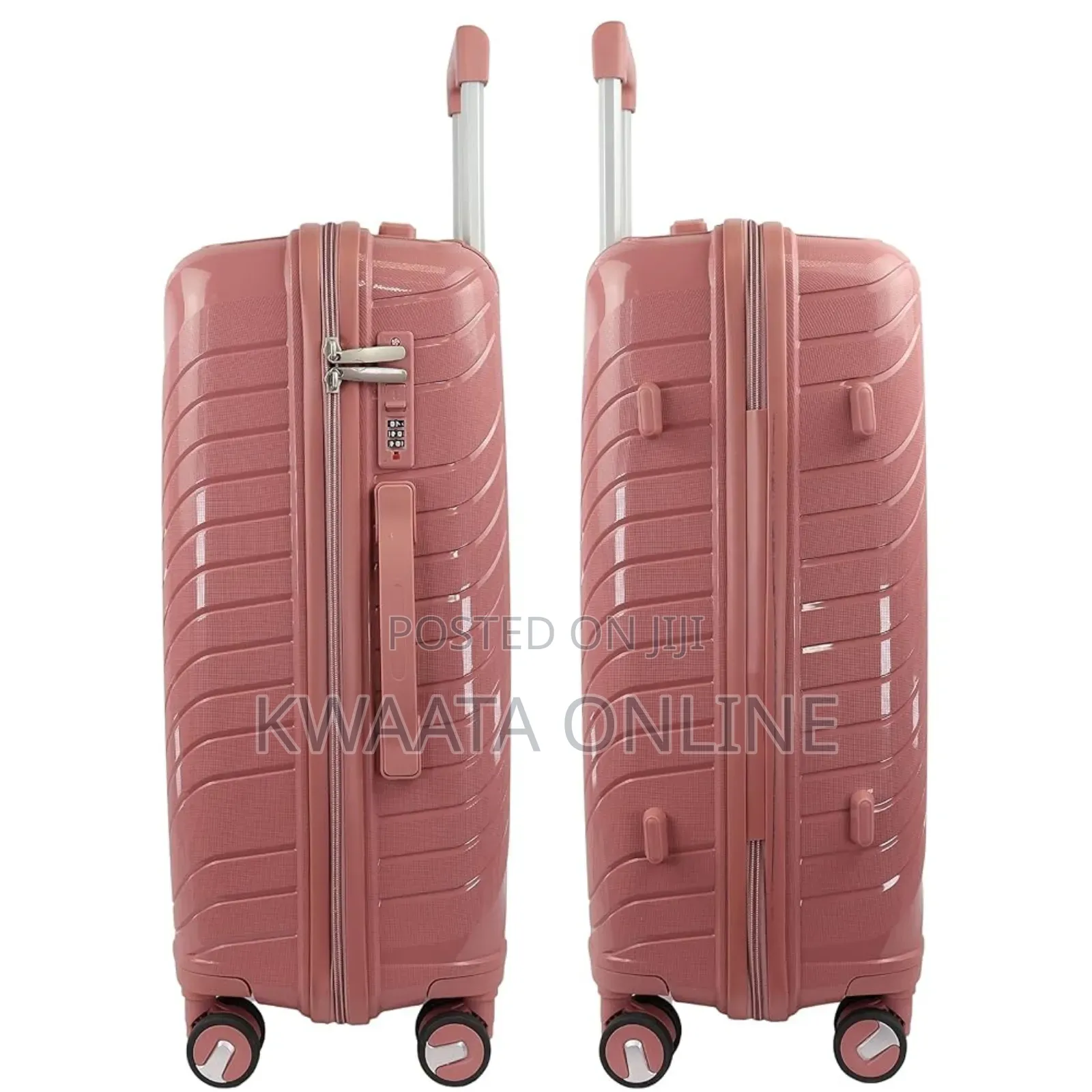 3 Pc Rubber Trolley Suitcase - Luggage Travel With Lock and 4 Wheels