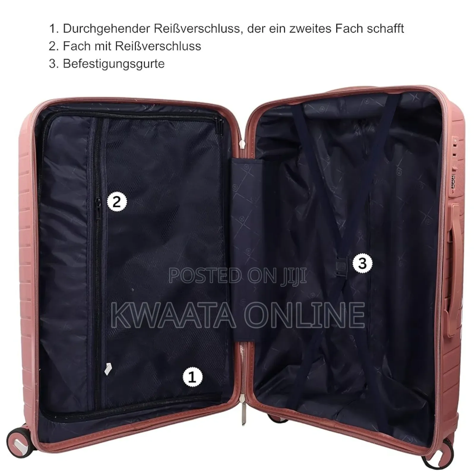 3 Pc Rubber Trolley Suitcase - Luggage Travel With Lock and 4 Wheels