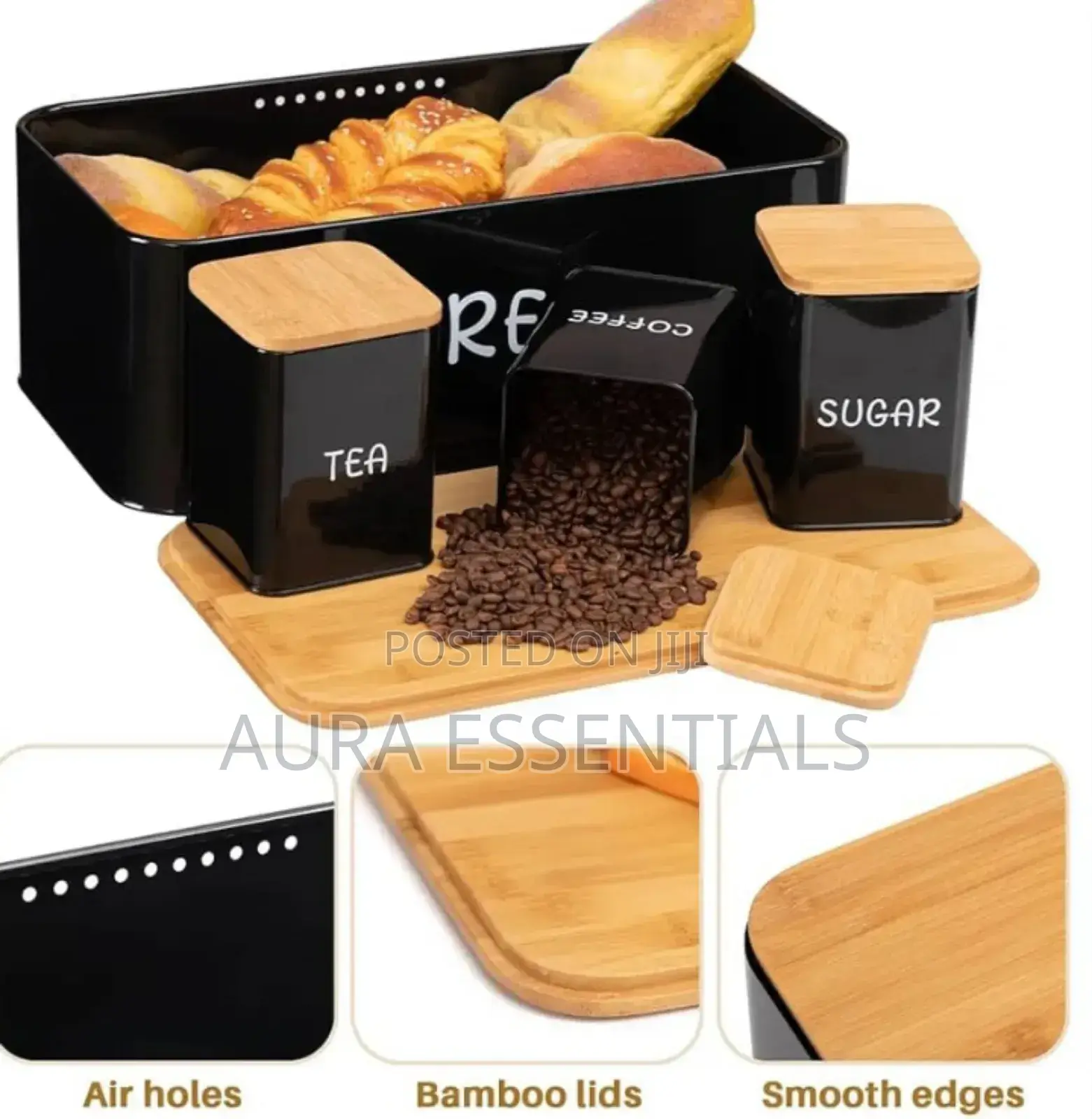 4-Piece Bread Bin Storage Canister Set