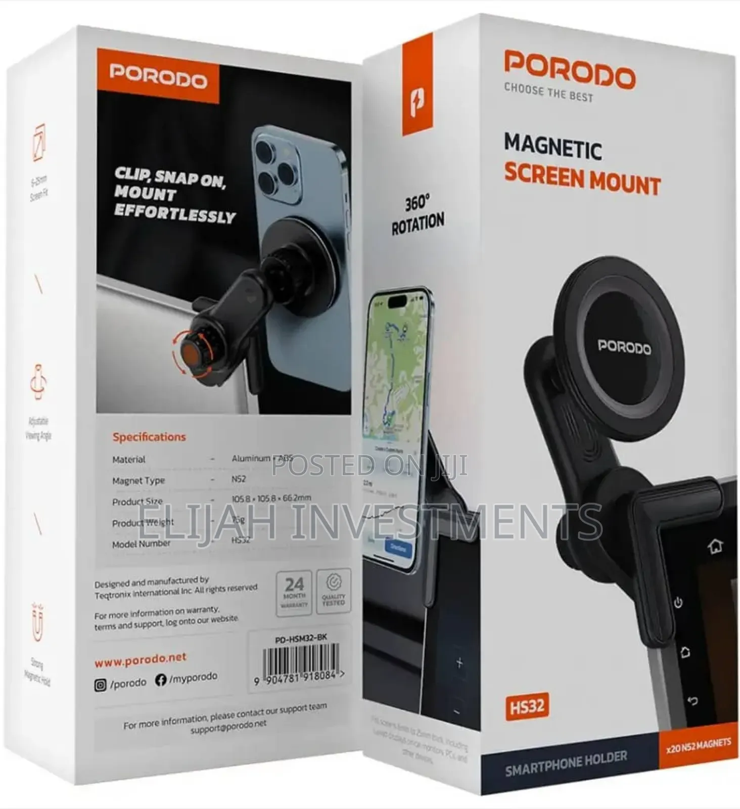 Porodo Magnetic Screen Mount - Black