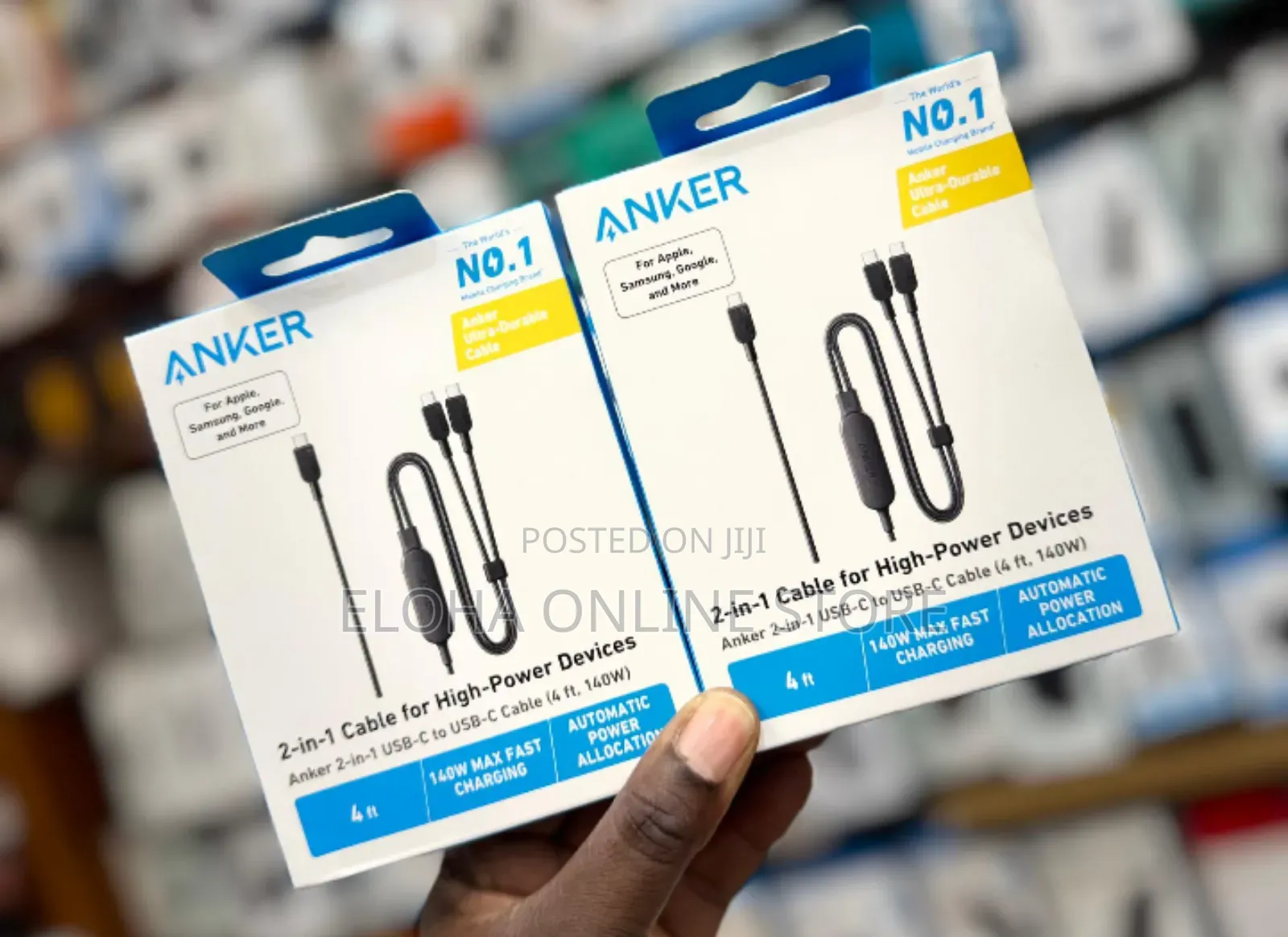 Anker 2-in-1 Usb-C to Usb-C Cable (4ft, 140w).