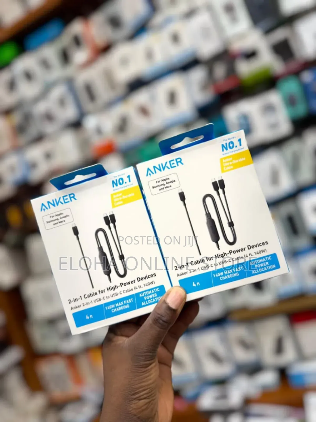 Anker 2-in-1 Usb-C to Usb-C Cable (4ft, 140w).