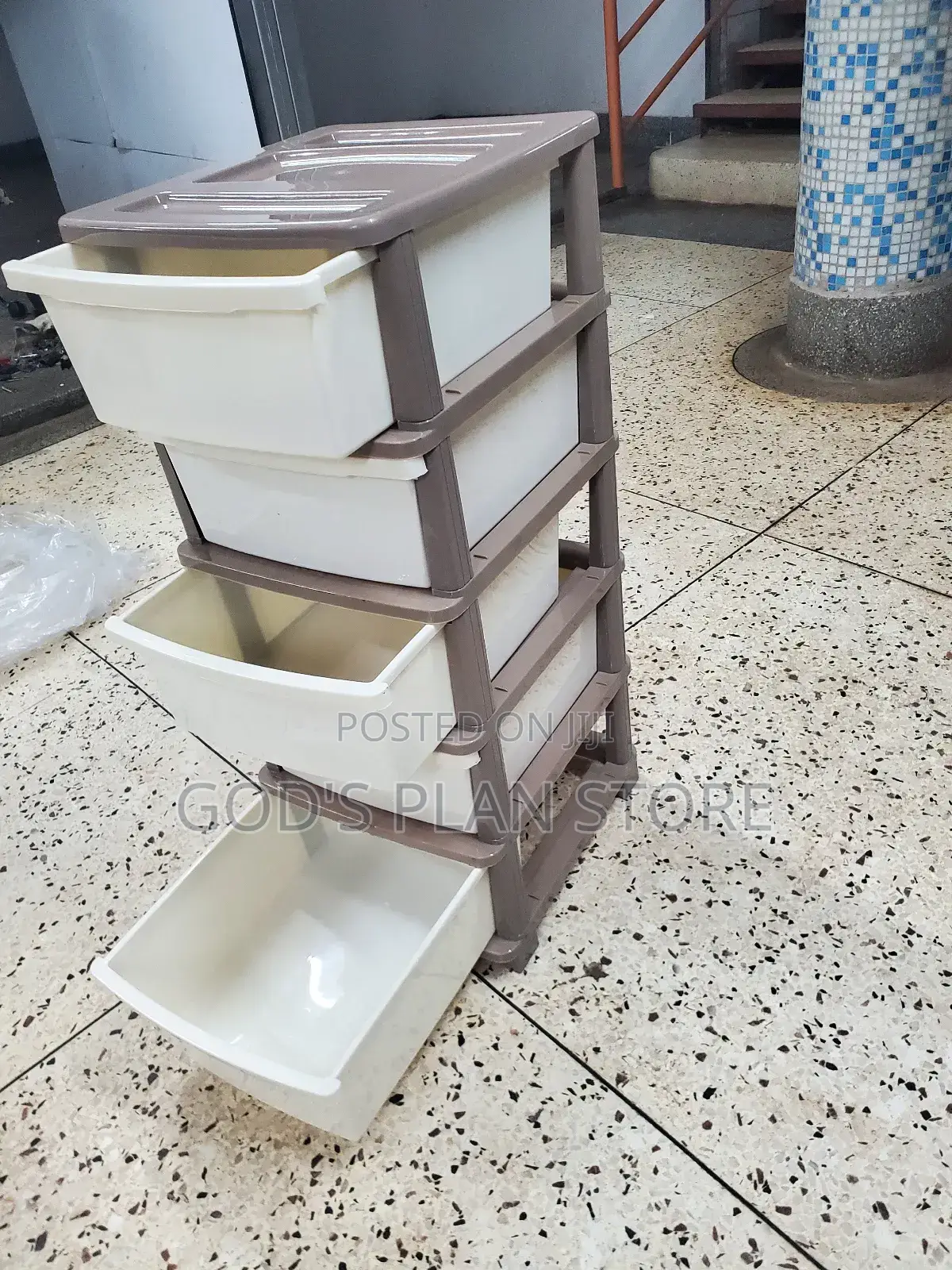Modular Plastic Storage Cabinet Trolley 5 Layers