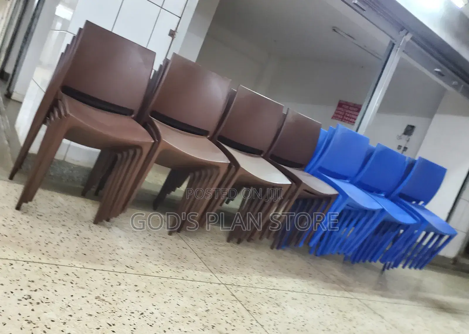 Blue Plastic Stacking Chairs- Cafe's or Home Chairs