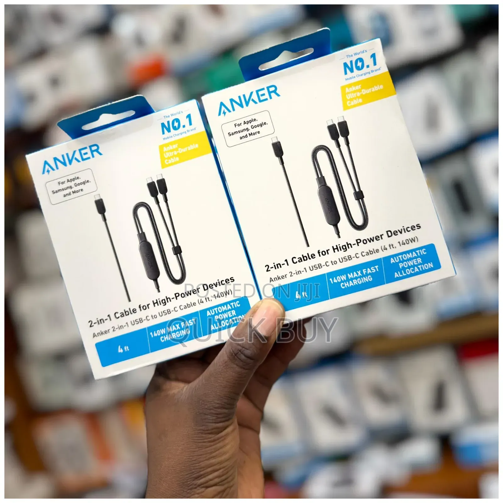 Anker 2-in-1 Usb-C to Usb-C Cable (4ft, 140w).