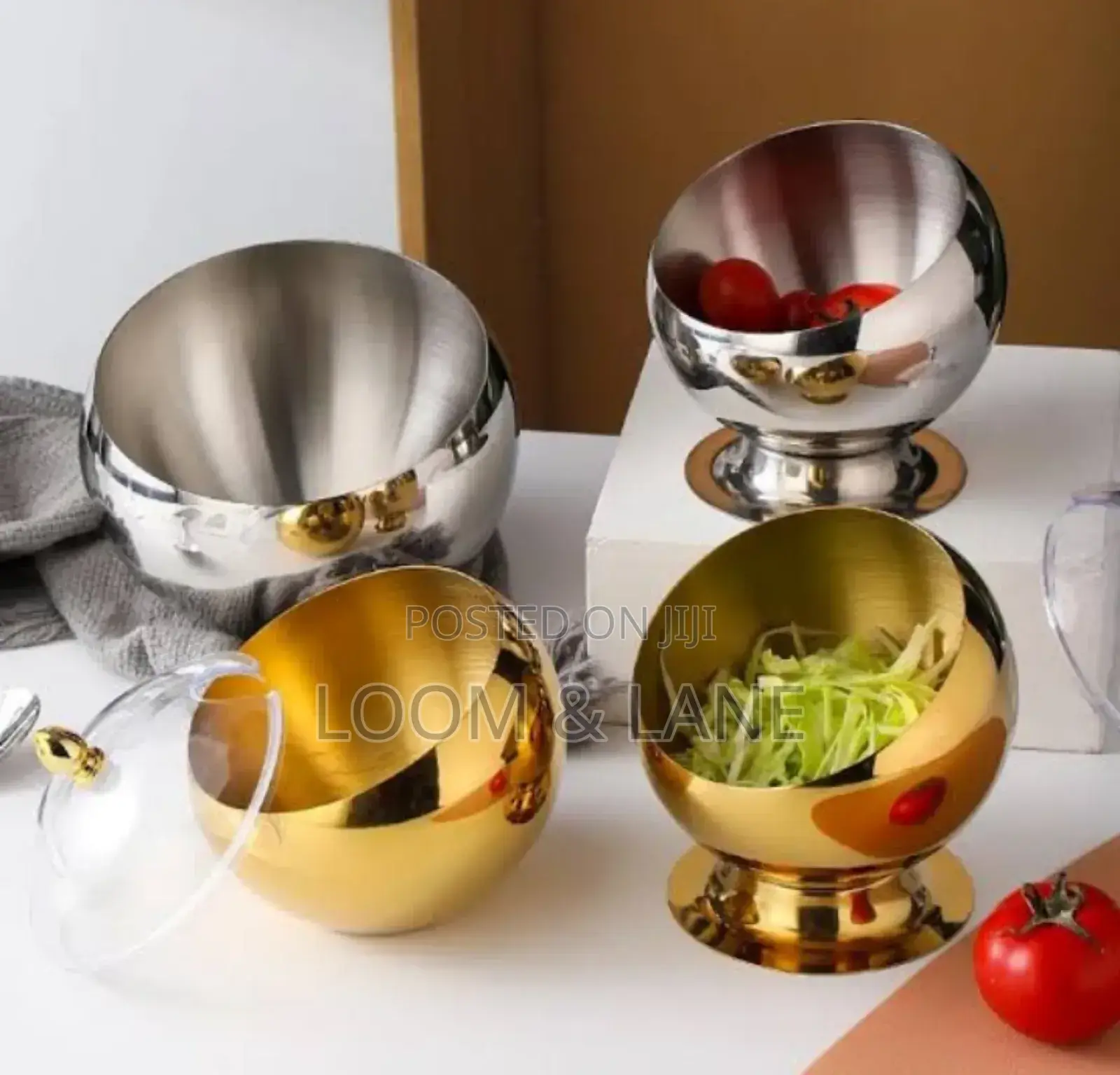 Thickened Stainless Steel Skewed Bowl With Cover