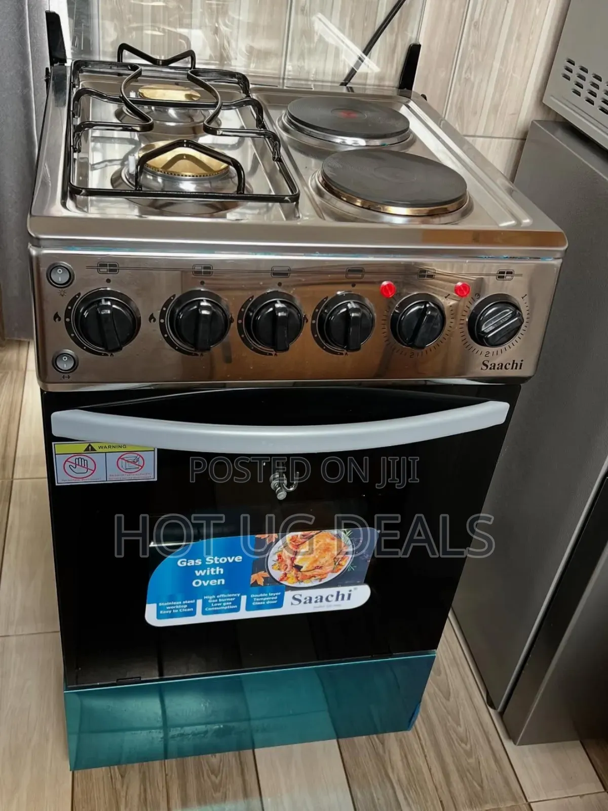 Saachi 2 Gas + 2 Electric Cooker With Gas Oven (50x50cm) - Silver