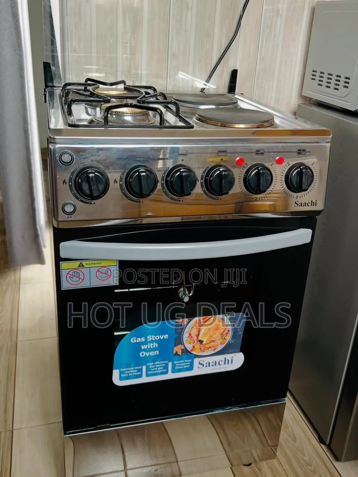 Saachi 2 Gas + 2 Electric Cooker With Gas Oven (50x50cm) - Silver