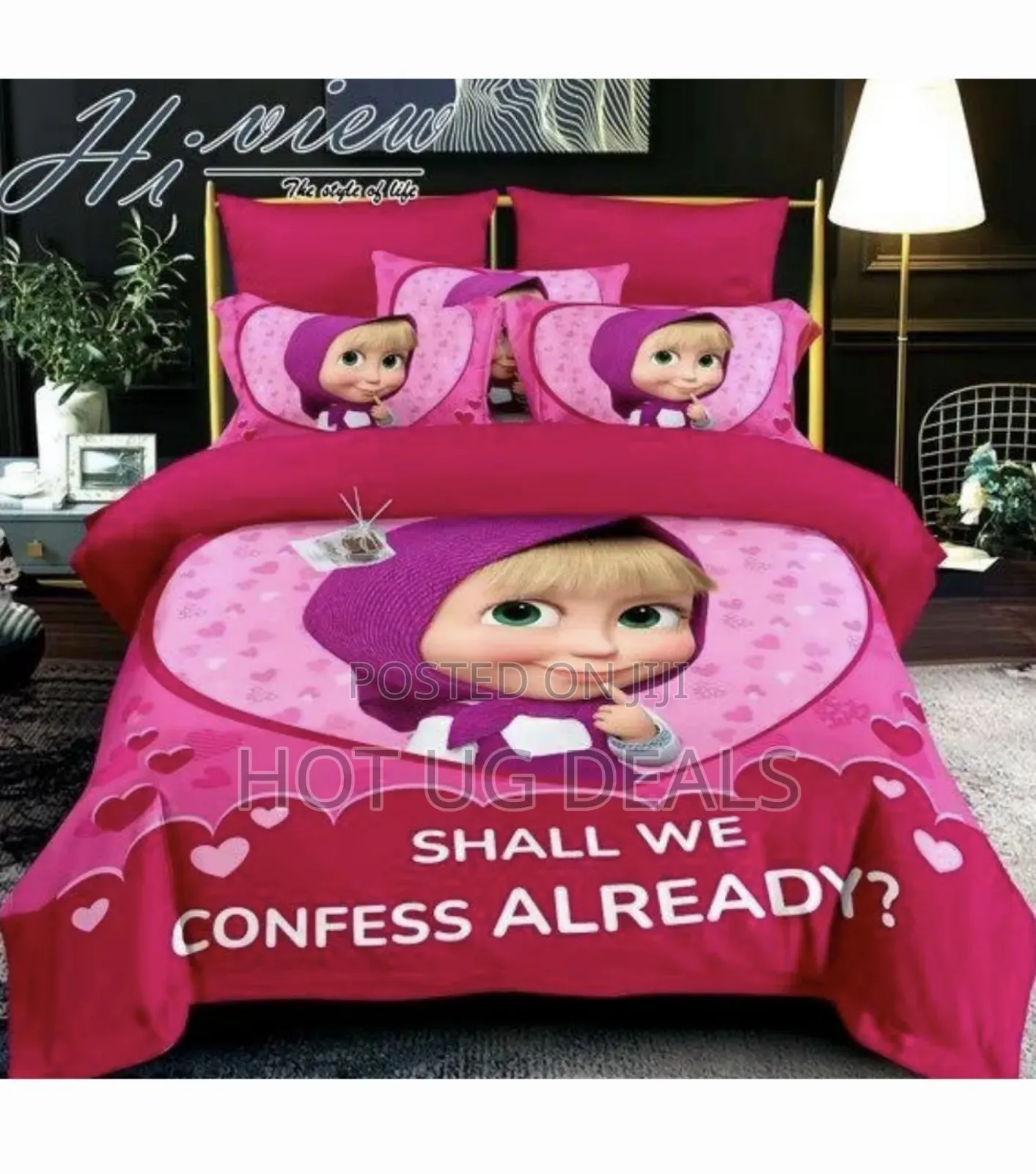 4x6 Kids Duvet With 1 Bedsheet& 2 Pillowcases- Pink
