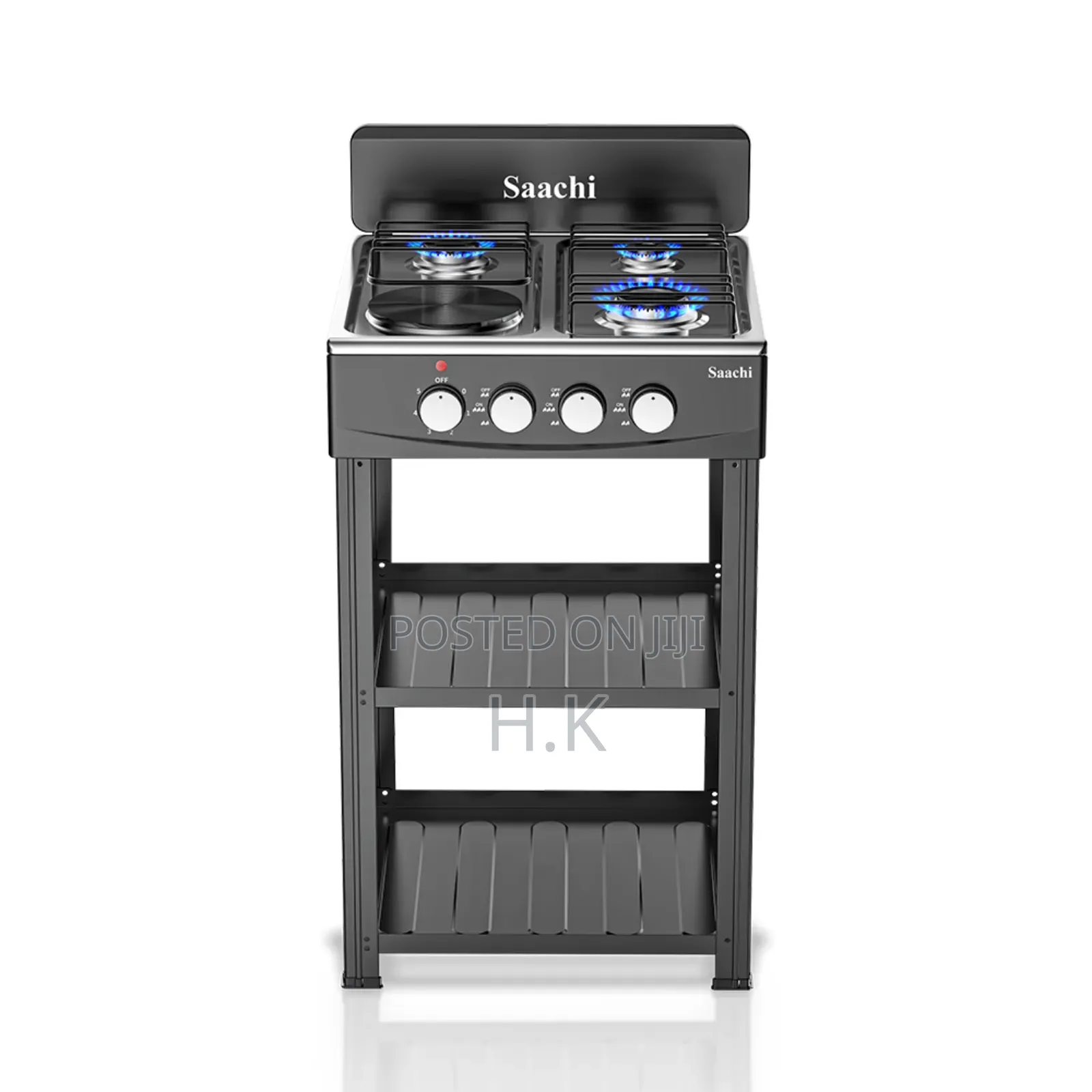Saachi 3 Burner and 1 Hot Plate Gas Stove With Stand Nl-Gas-5262-Bk
