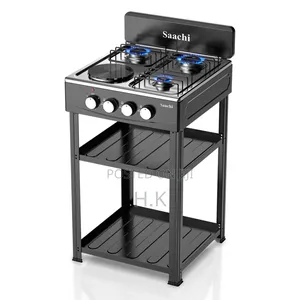 Saachi 3 Burner and 1 Hot Plate Gas Stove With Stand Nl-Gas-5262-Bk