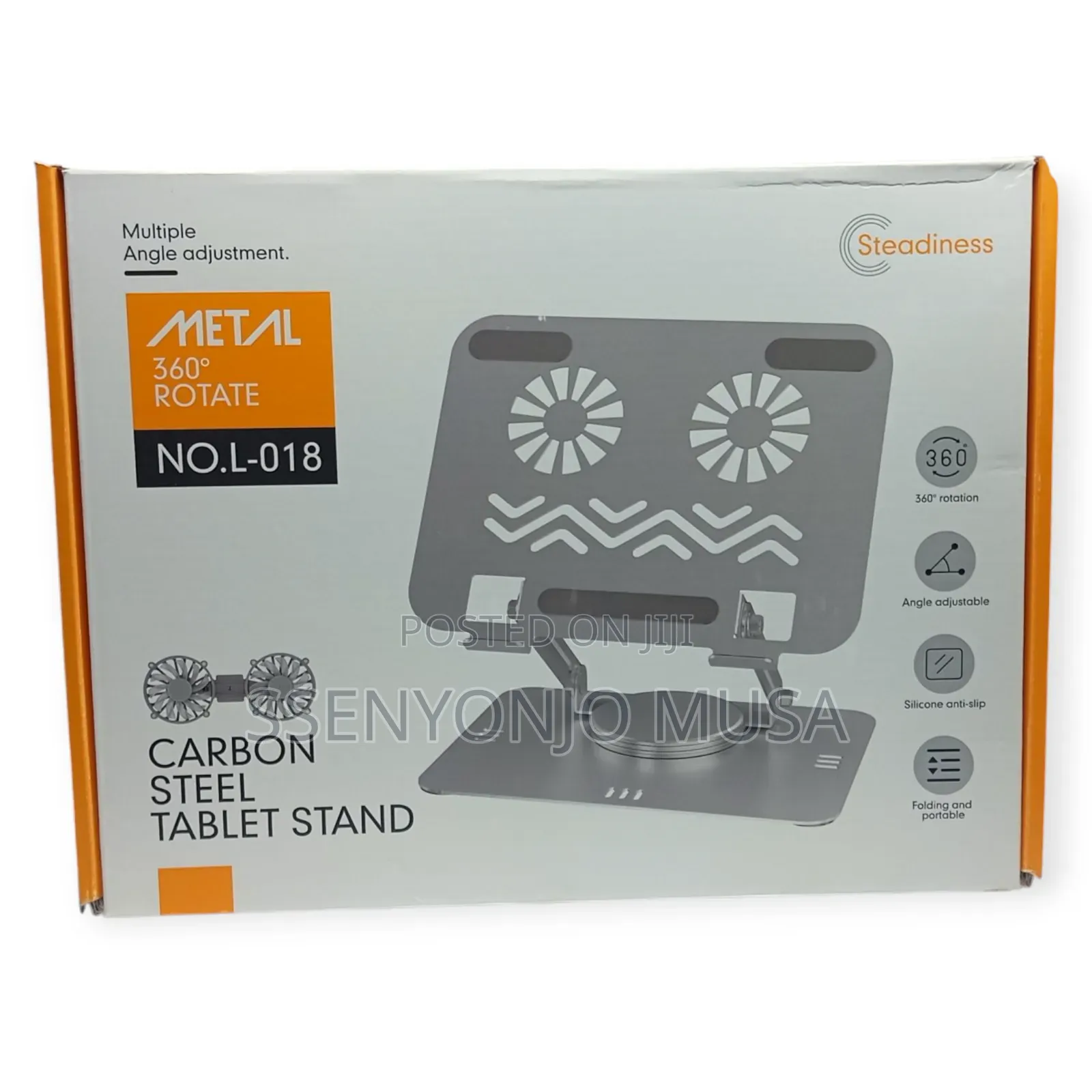 Aluminum Laptop Stand With Dual Fan Usb - 360° Rotation