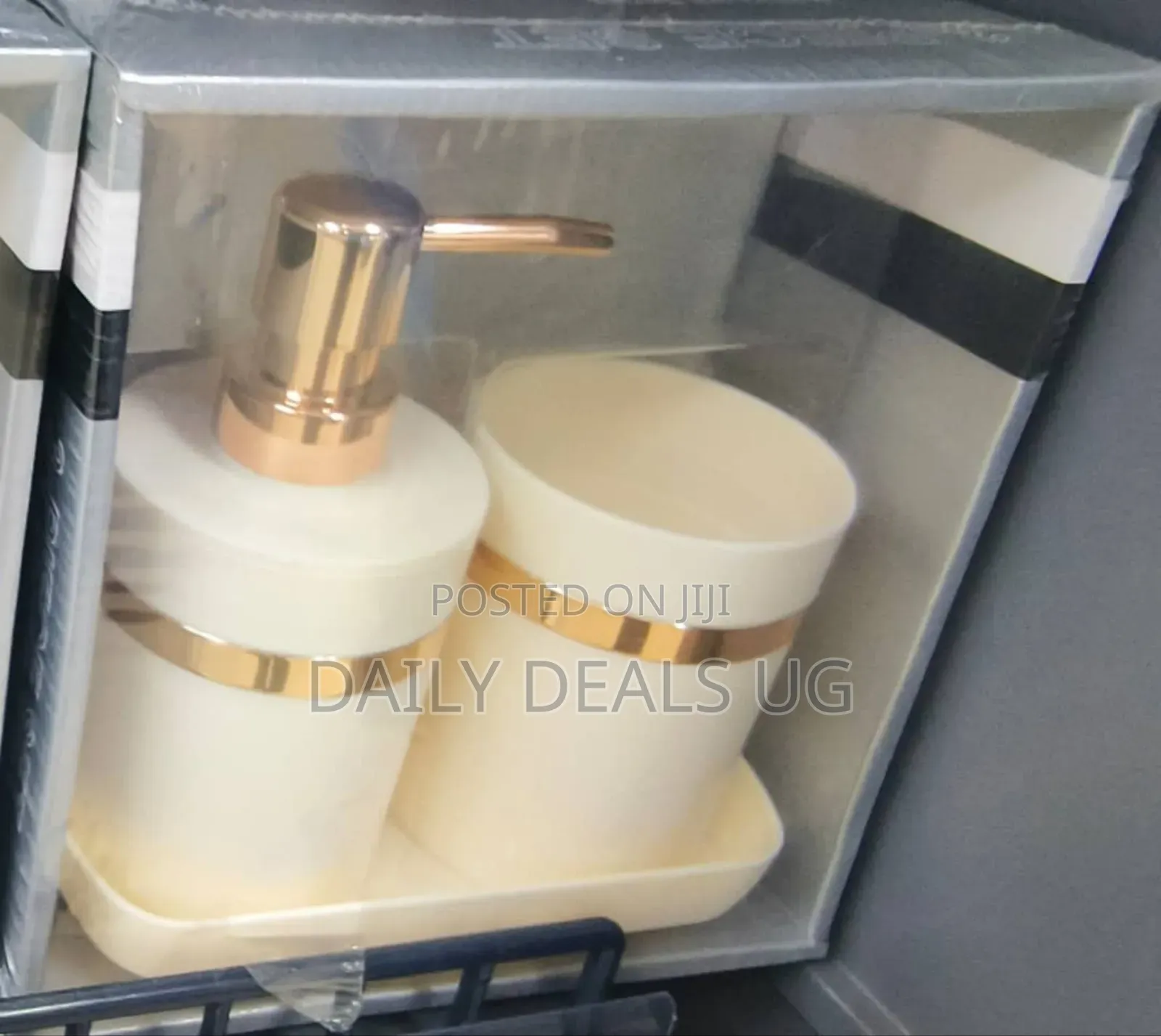 A Soap Dispenser and a Toothbrush Holder