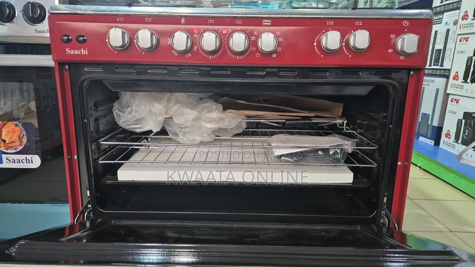 Saachi Cooker 90x60cm, 4 Gas + 2 Electric,Oven Grill, Nl-Gas-6364rd