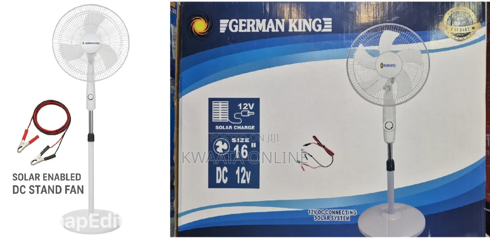 German King Solar Enabled 12v Dc Stand Fan