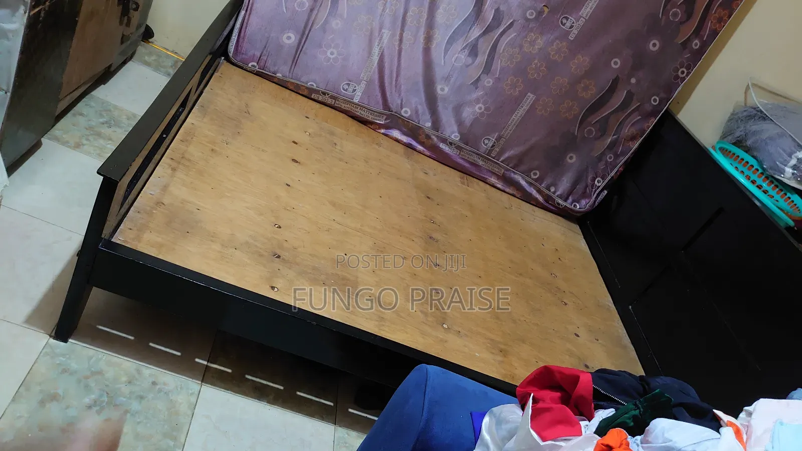 5×6 Black Wood Bed