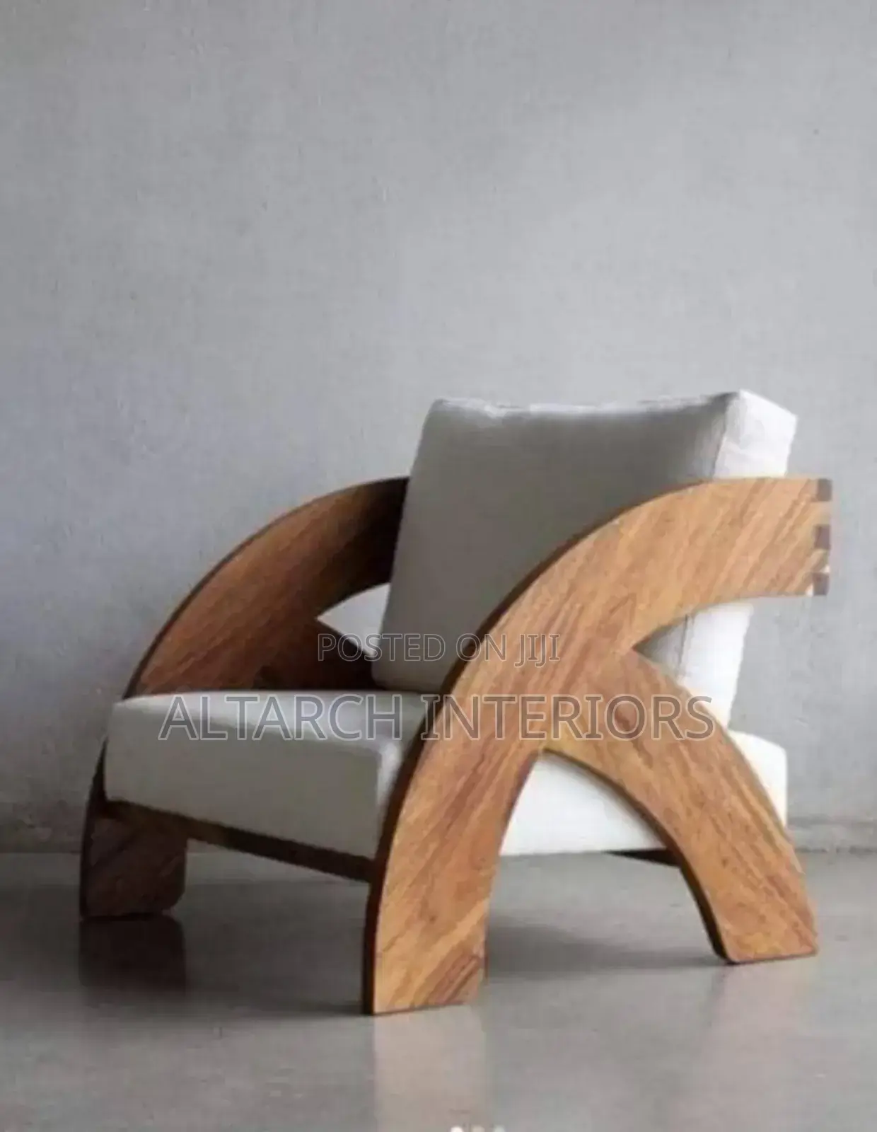 Single Wooden Curved Chair With Soft Seats