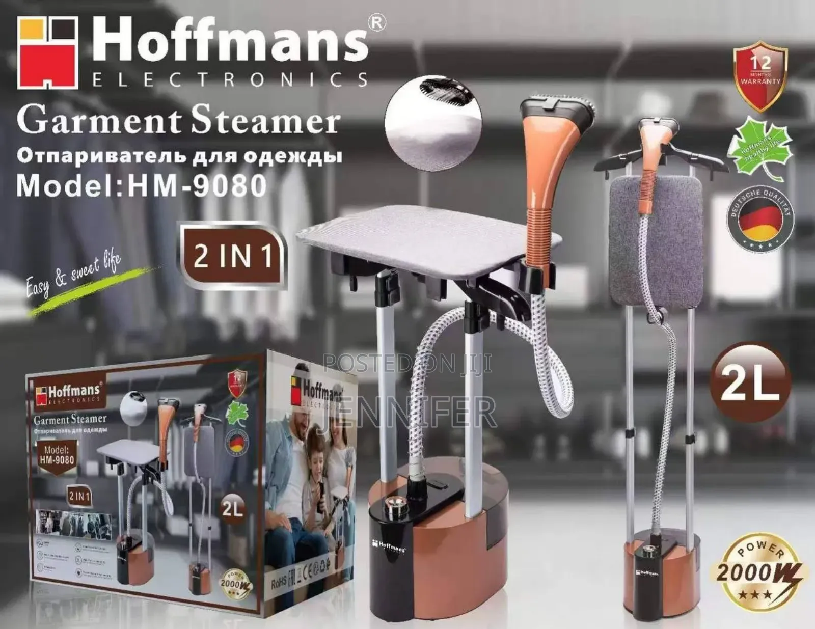 Hoffmans Hm-9080 2-in-1 Garment Steamer Red