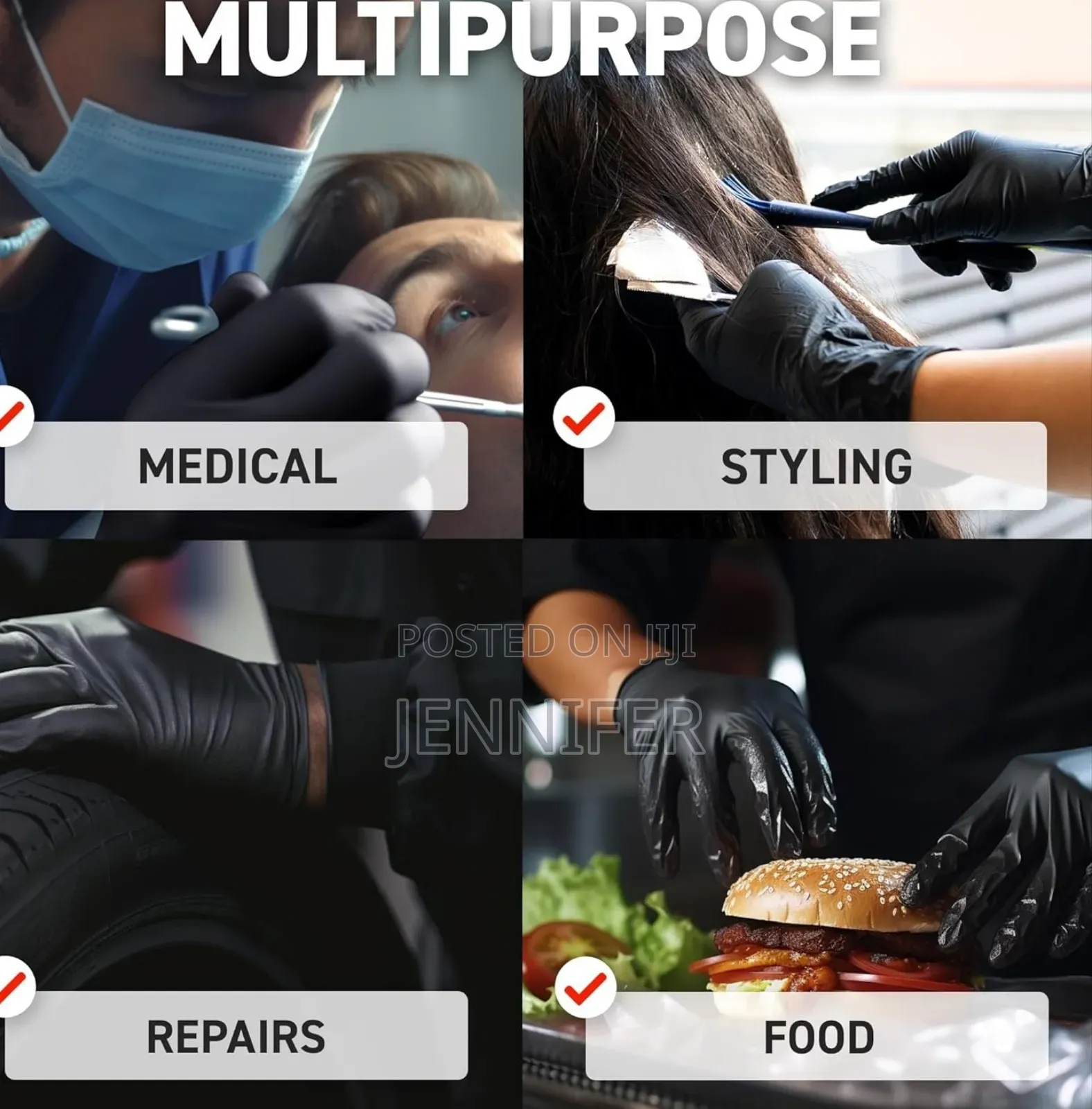 100pcs Black Disposable Multifunction Gloves
