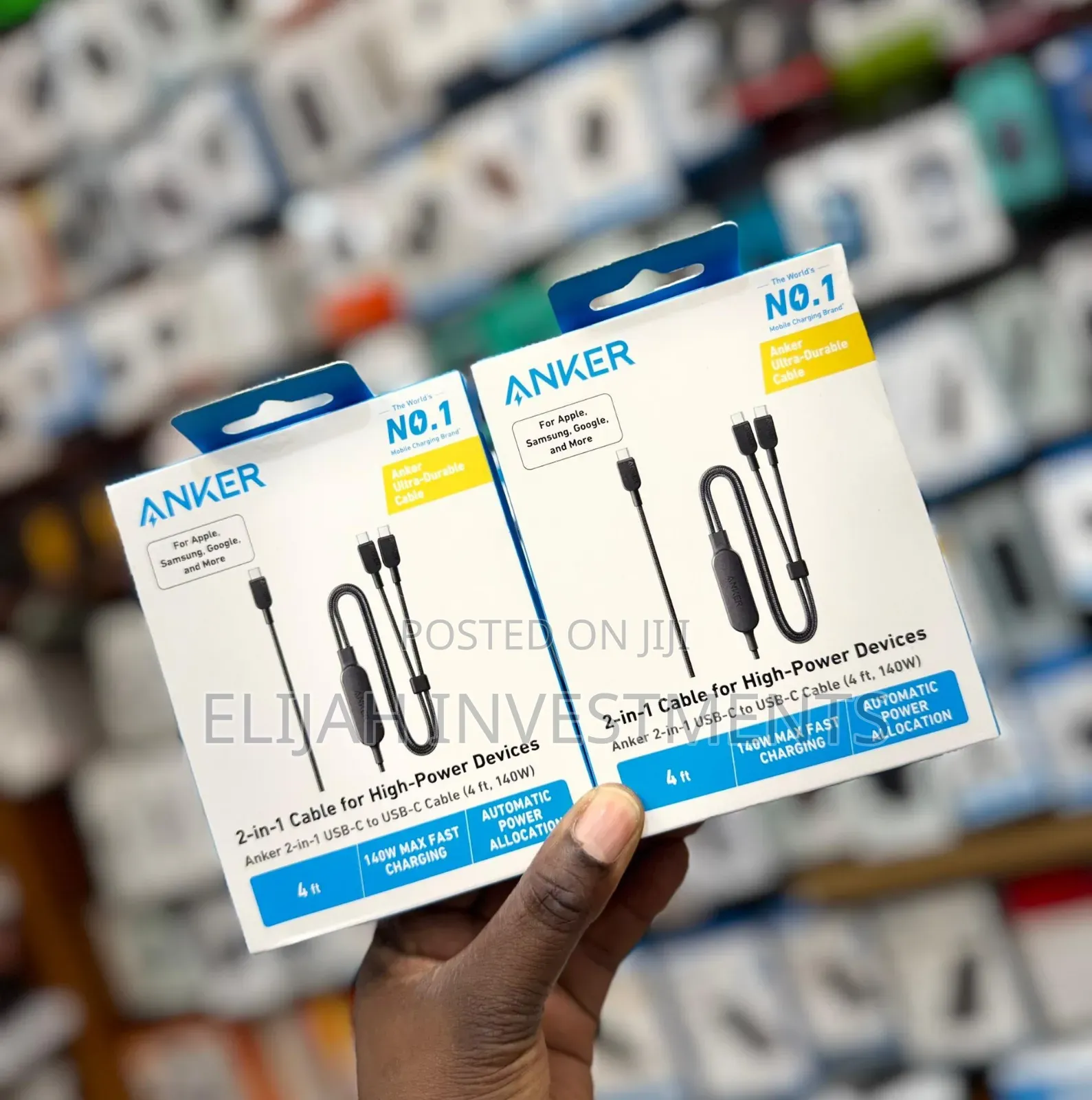Anker 2-in-1 Usb-C to Usb-C Cable (4ft, 140w).