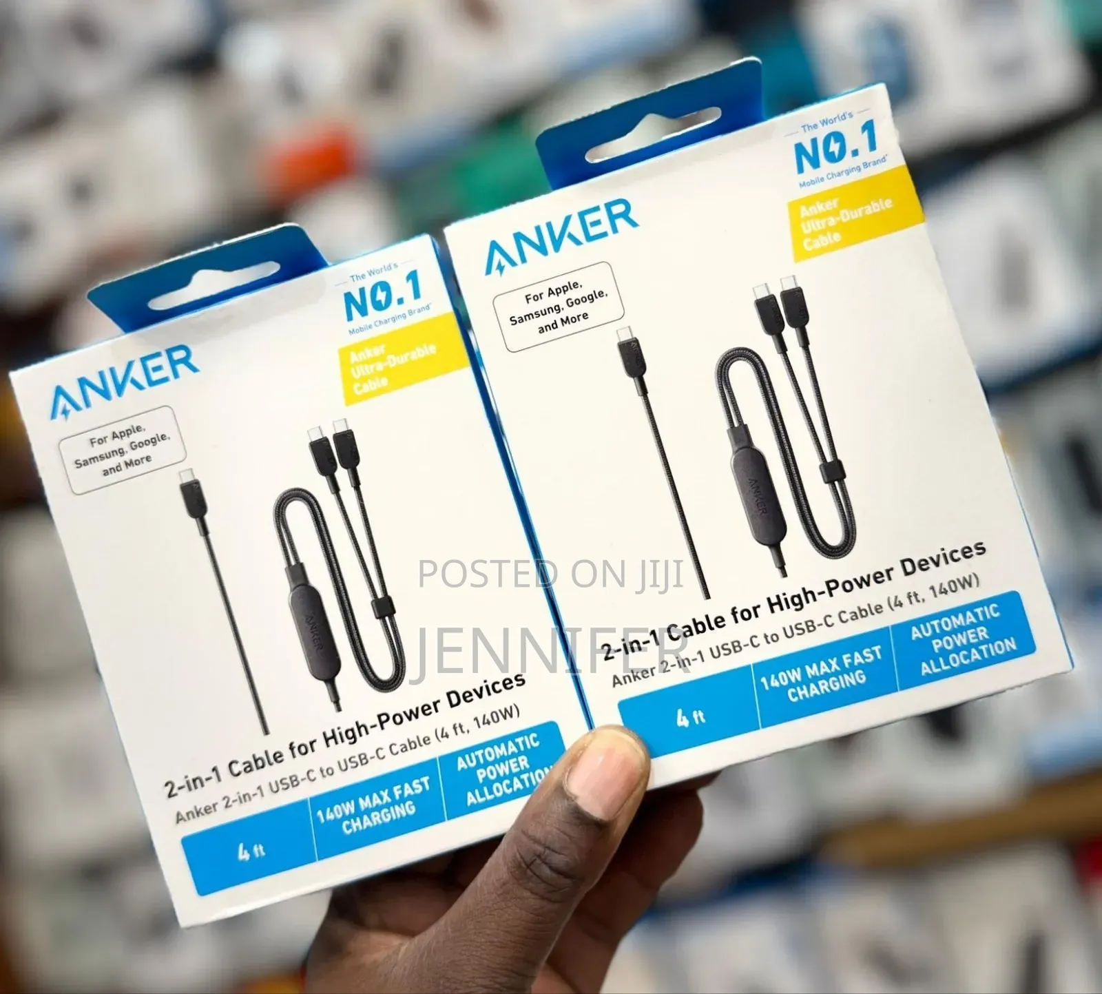 Anker 2-in-1 Usb-C to Usb-C Cable (4ft, 140w).