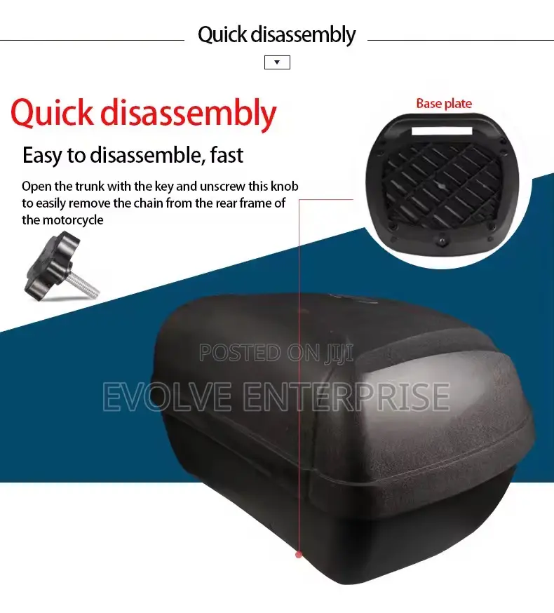 50l Super Large Motorcycle Trunk Trunk With Bottom Plate