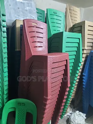 Maroon*Blue Green Plastic Chairs Armless