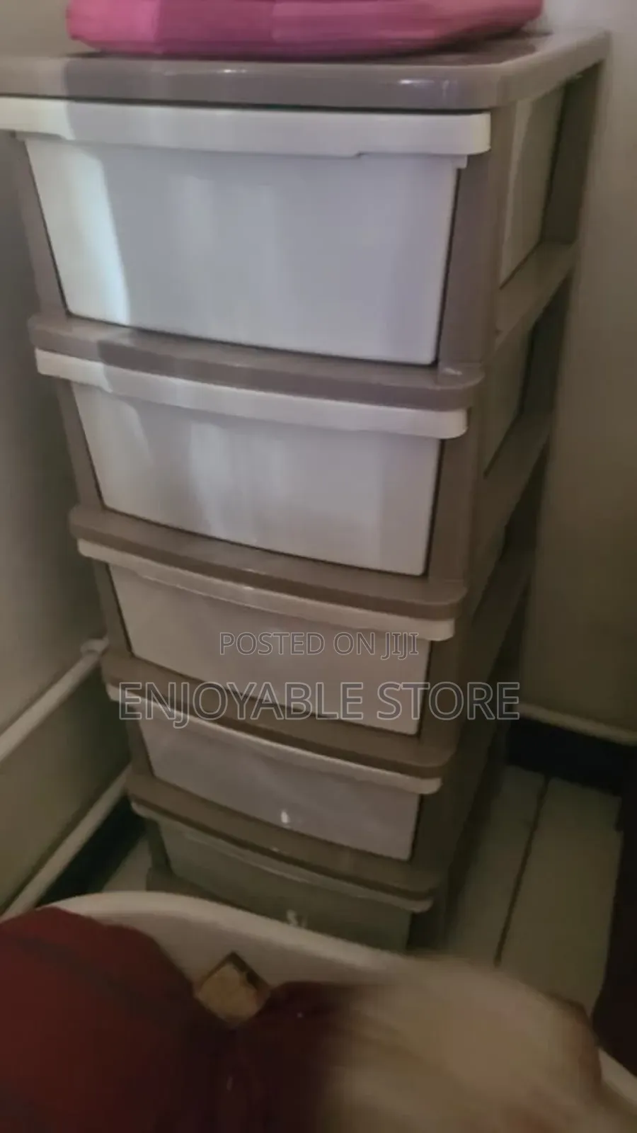 Kids Baby Storage Plastic Cabinet Trolley Cream