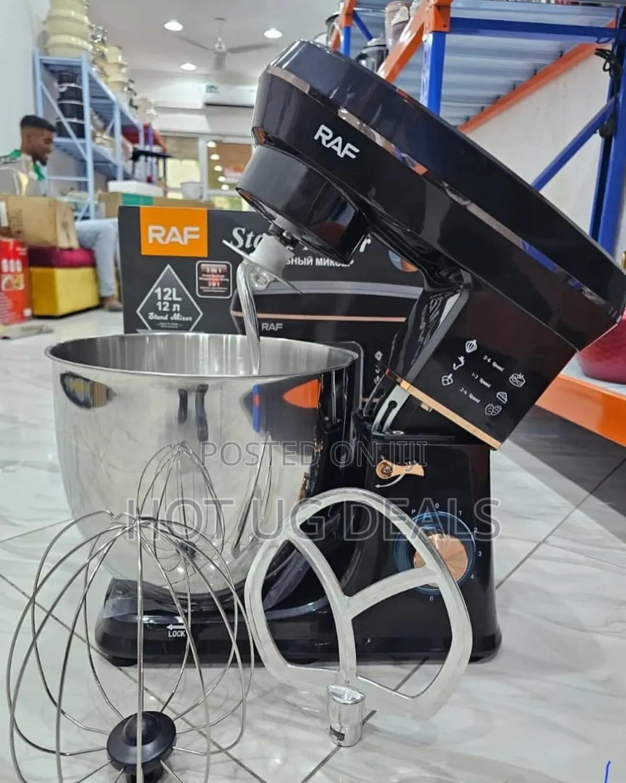 Raf 12  Litres Electric Stand Mixer Stainless Steel With Dough Hook