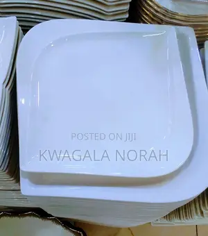12 Piece Square Curved Dinner Plates White
