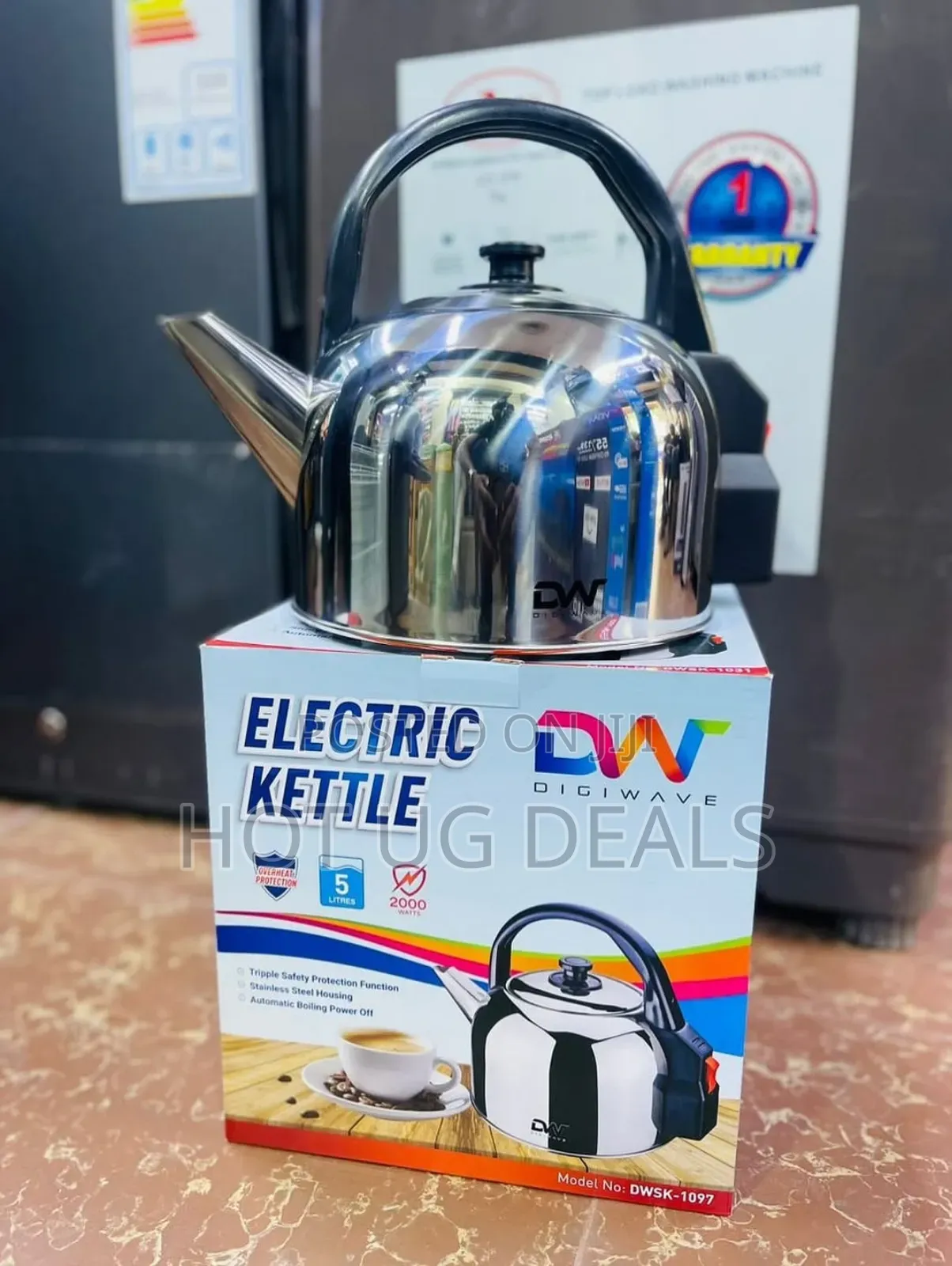 Digiwave 5.0litre Electric Kettle With Foldable Handle - Silver