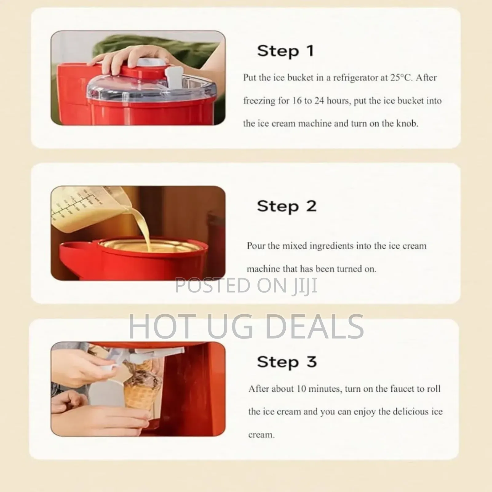 Raf Electric Automatic Ice Cream Machine - Cream