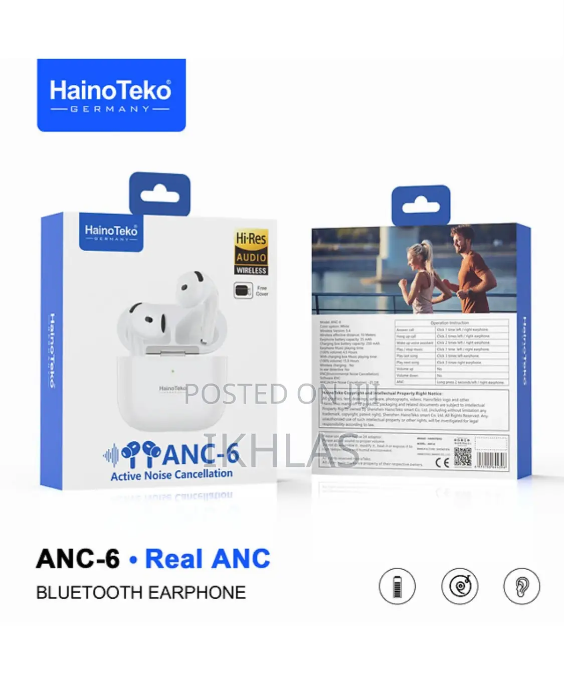 Hainoteko Anc-6 Bluetooth Earphones With Anc and Smart Touch Controls