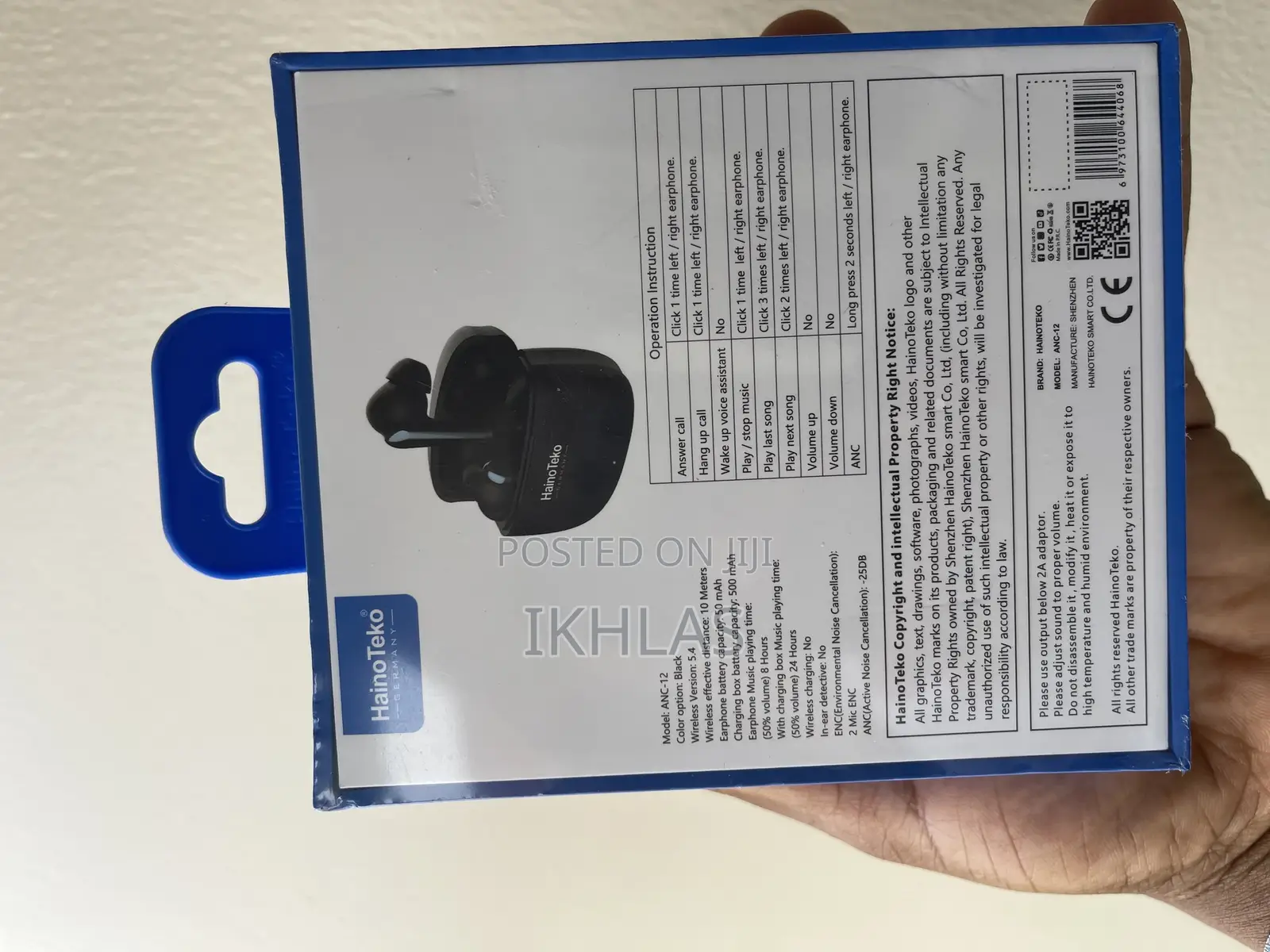 Hainoteko Anc-12 Wireless Bluetooth Earphone With Anc High Bass Sound