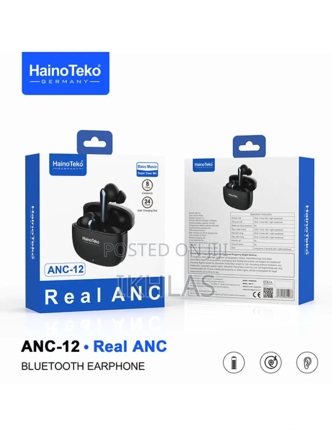 Hainoteko Anc-12 Wireless Bluetooth Earphone With Anc High Bass Sound