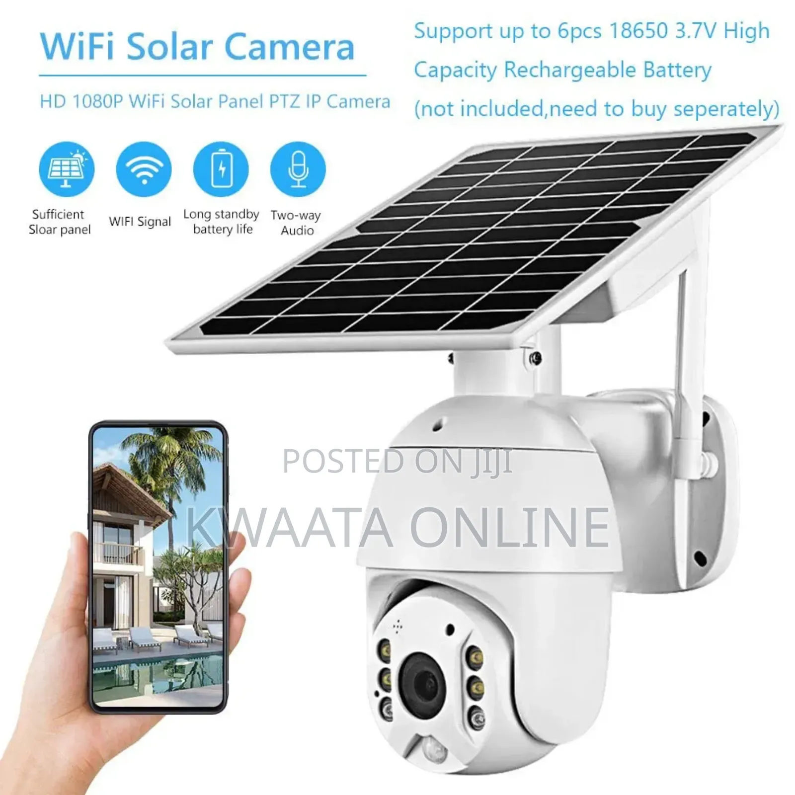 Hd Intelligent Alert Ptz Camera Wi-fi 1080p Full Hd Cctv Solar Power