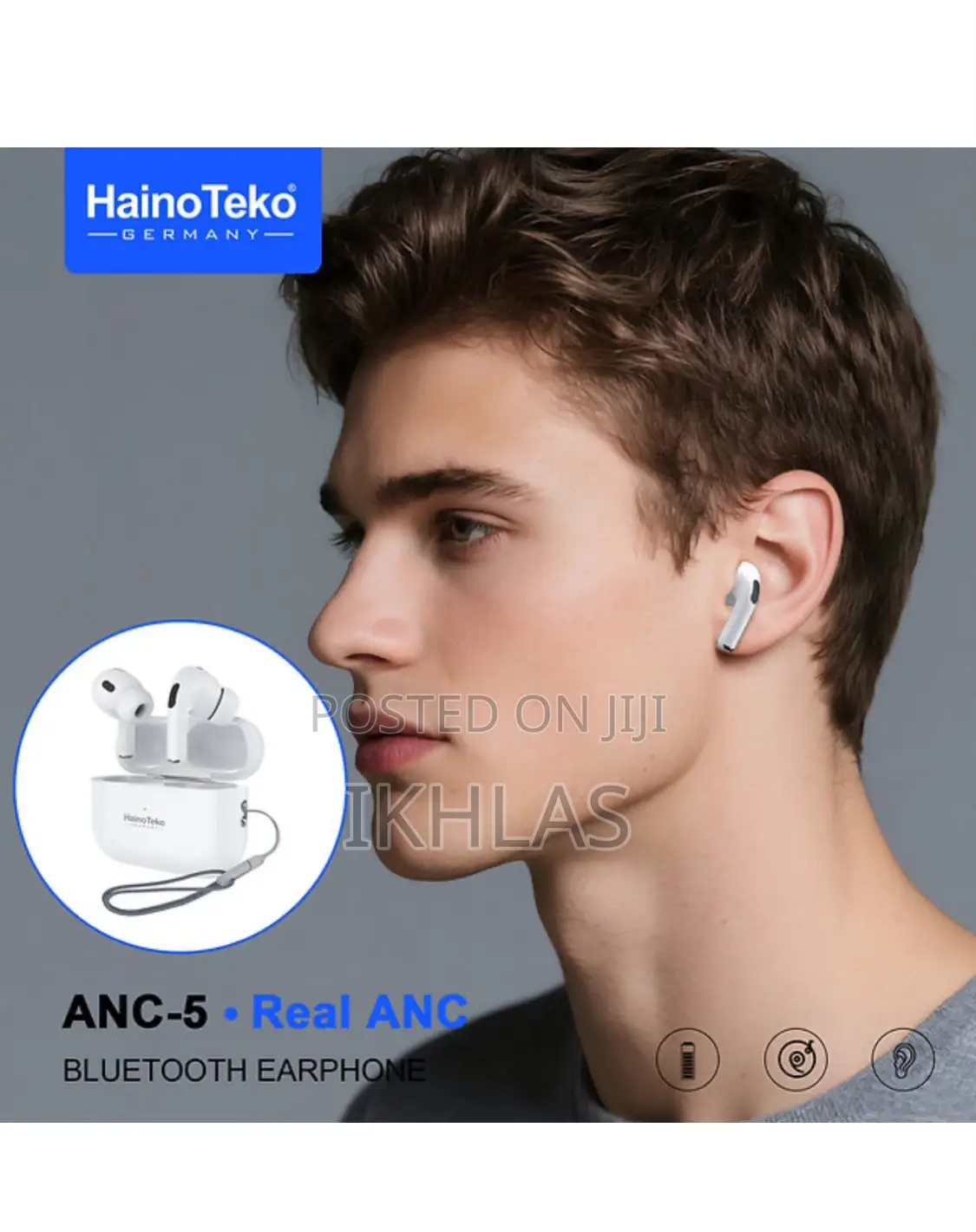 Hainoteko Anc-5 Bluetooth Earphone W Touch Control Hd Clear Microphone