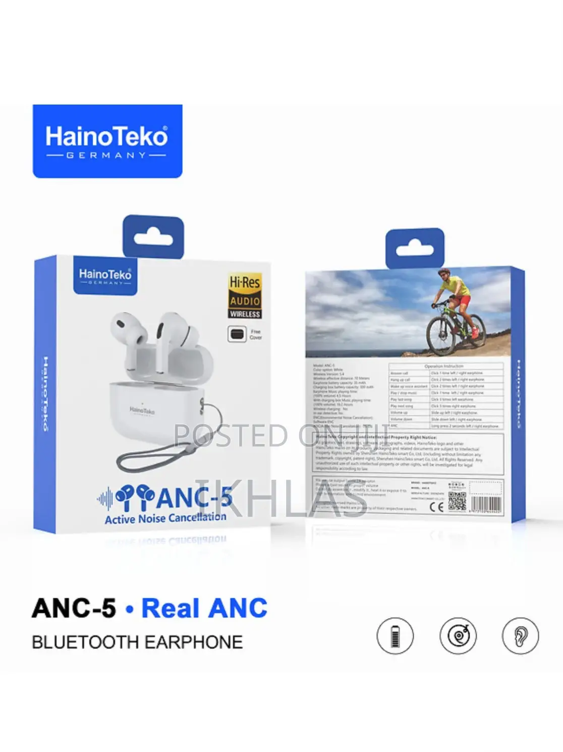 Hainoteko Anc-5 Bluetooth Earphone W Touch Control Hd Clear Microphone