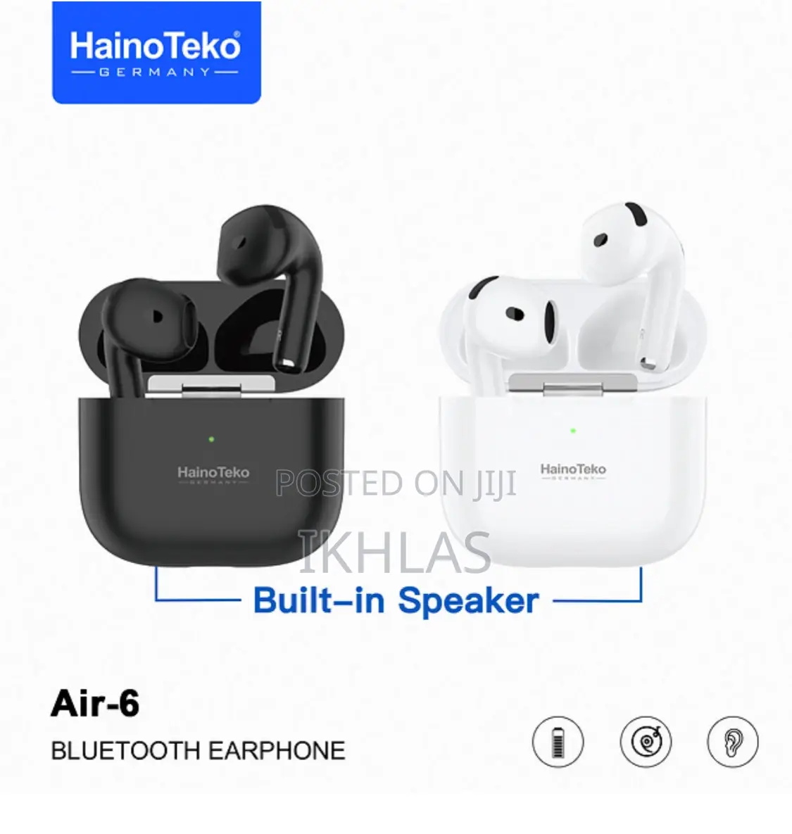 Hainoteko Air-6bluetooth Earphone With in-Built Speaker, Touch Control