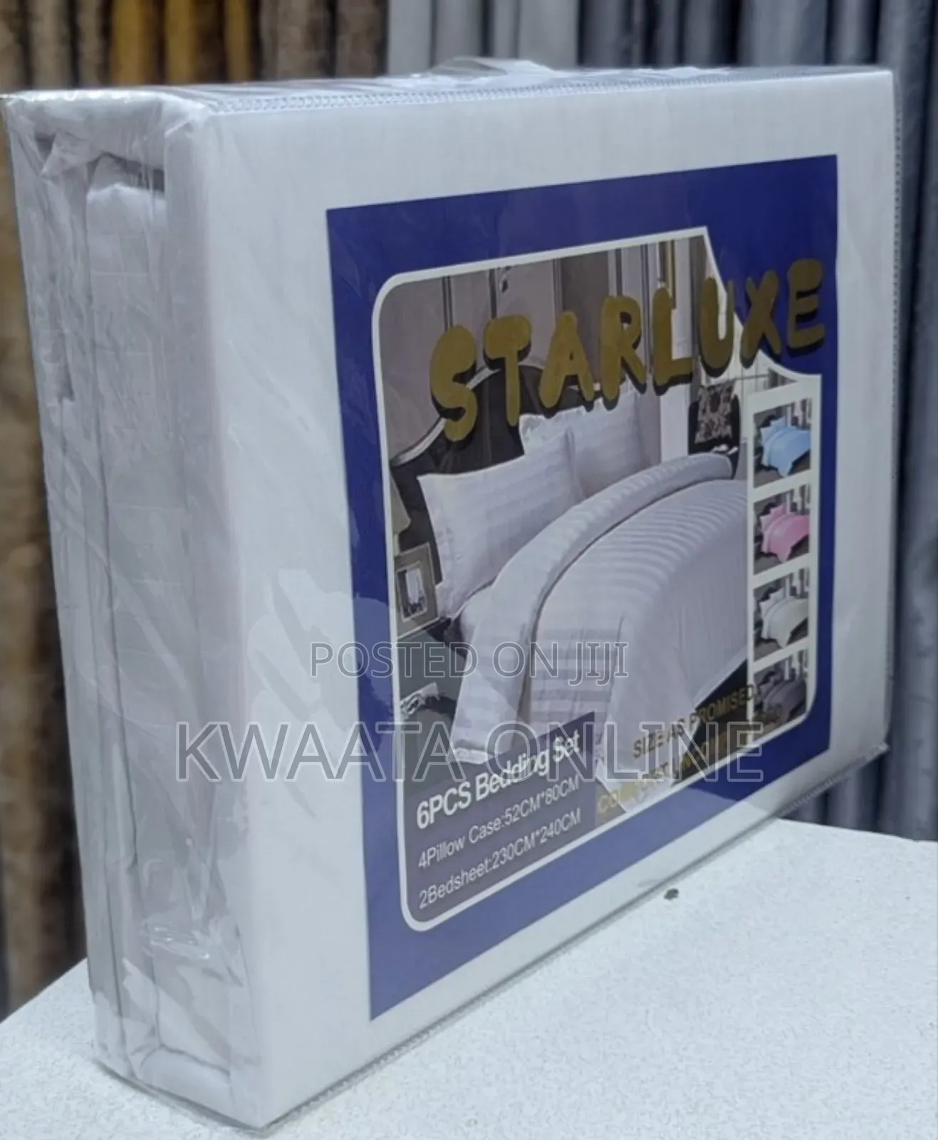6 Pc Set Star Luxe Hotel Bedsheets (6x6) King Size Striped Textured
