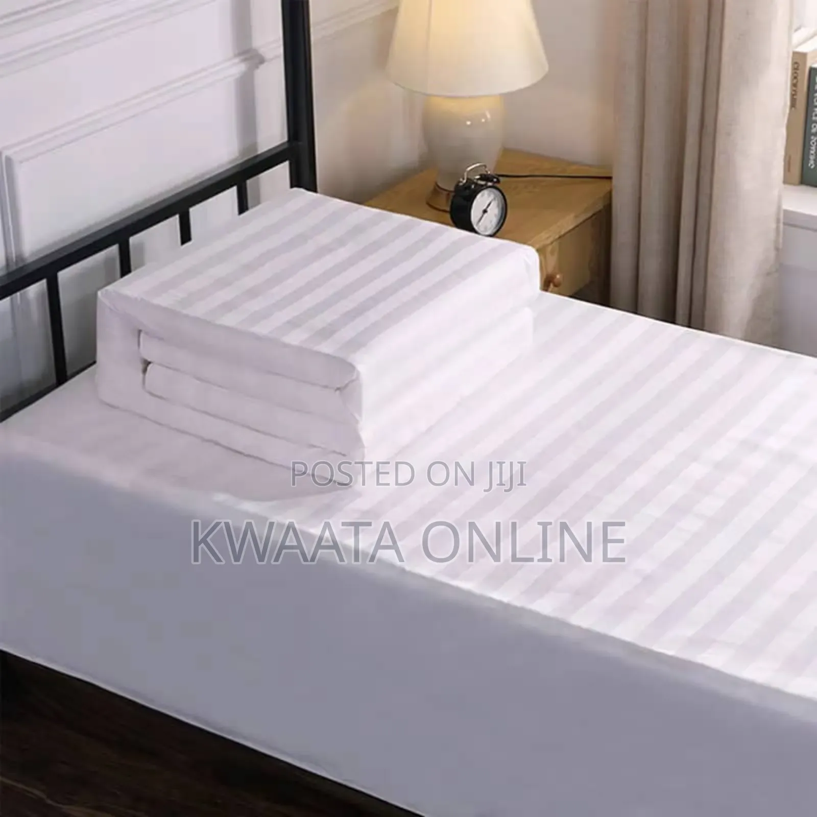 6 Pc Set Star Luxe Hotel Bedsheets (6x6) King Size Striped Textured