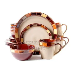 Dinner Set 16pcs of Checkered Dinner Set – Multi-Color