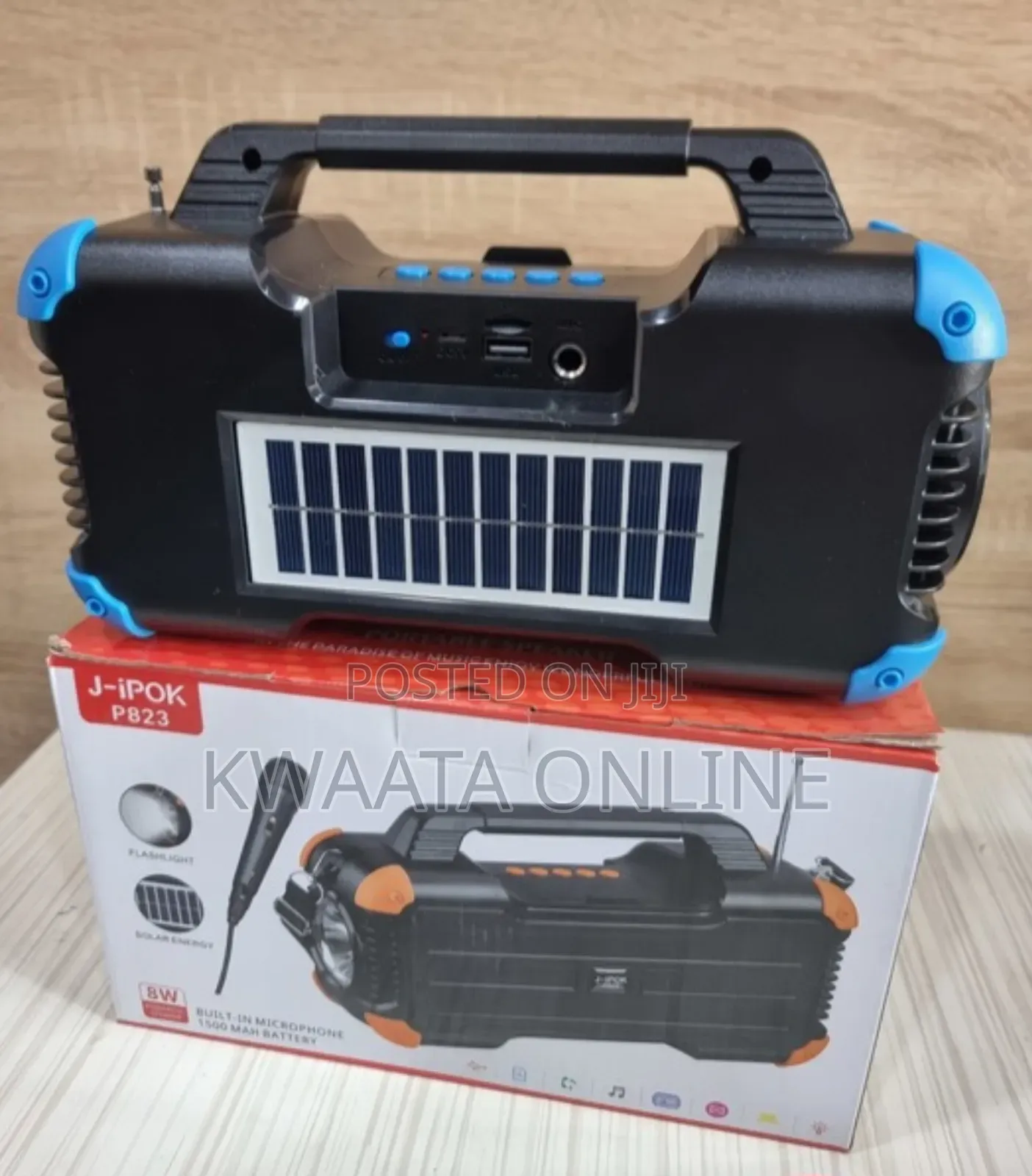 J-Ipok P823 Portable Bluetooth Speaker With Solar, Flash Microphone