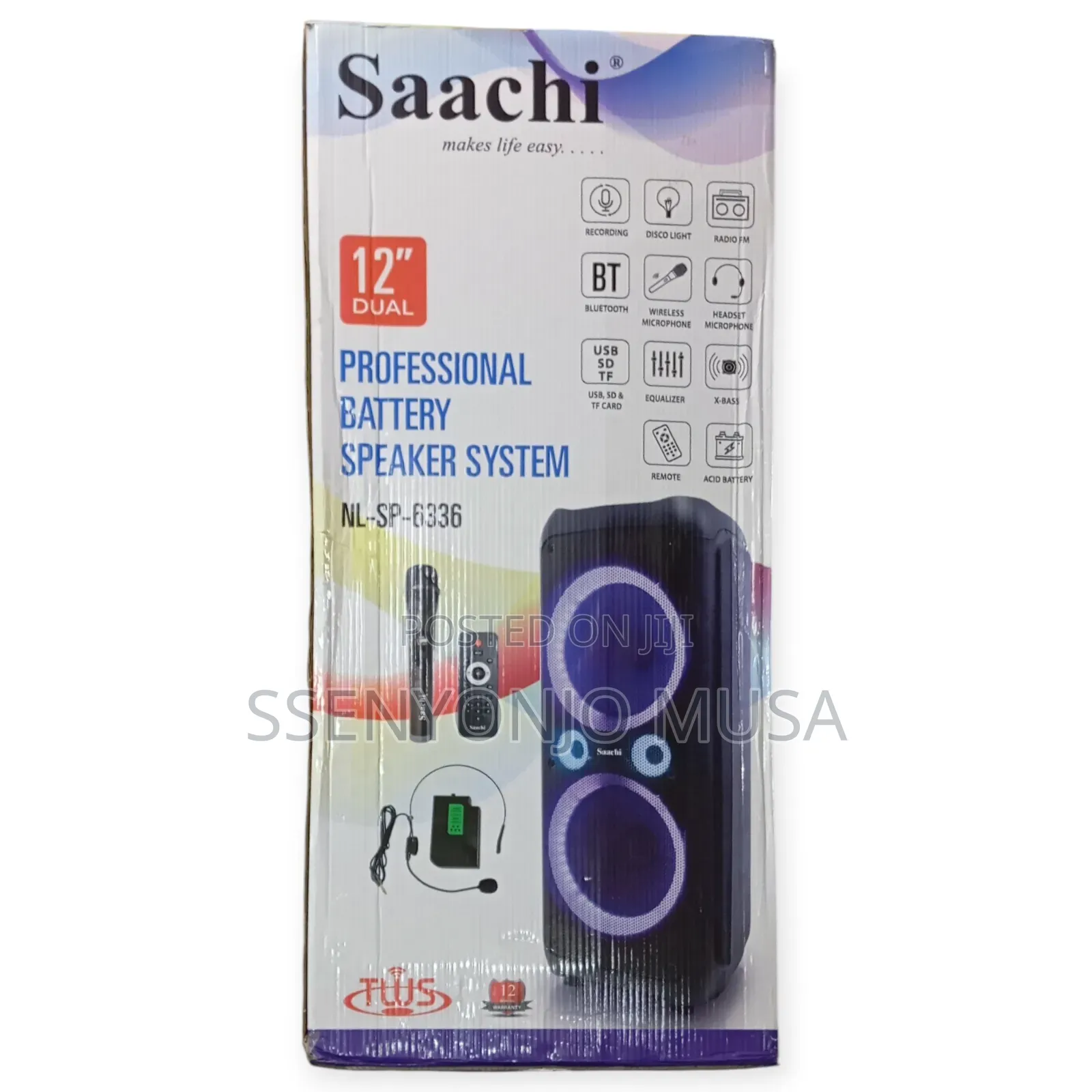 Saachi Nl-Sp-6336 12" Dual Professional Bluetooth Speaker