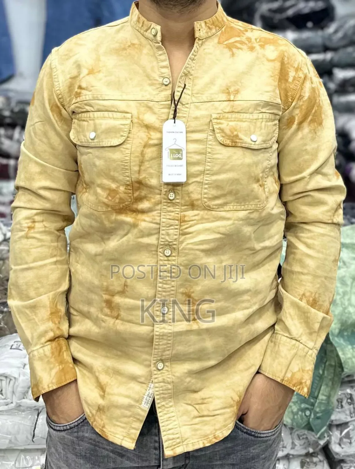 Mani Half Collar Denim Shirt