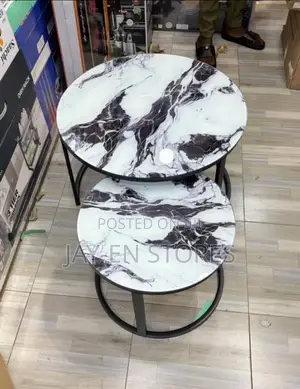 2 in 1 Nesting Table With Black and White Marble