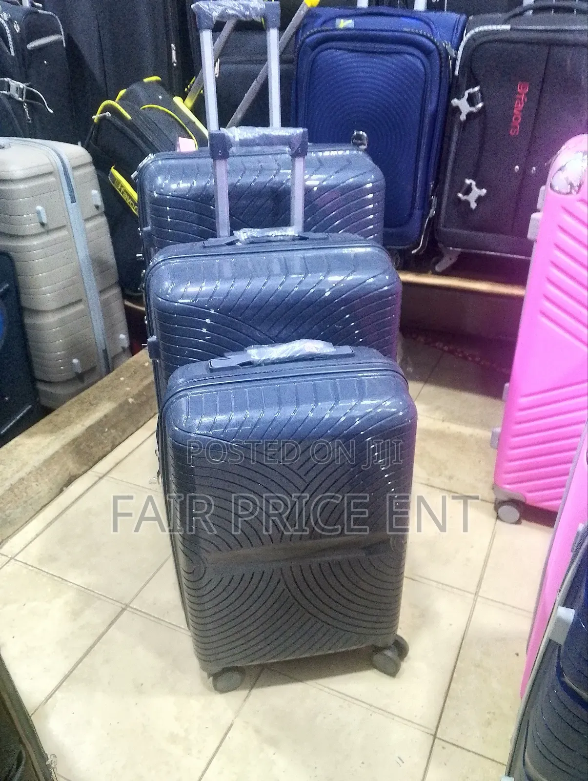 Original Pure Rubber Plastic Suitcases. Fullset of 3pcs.( Blue)