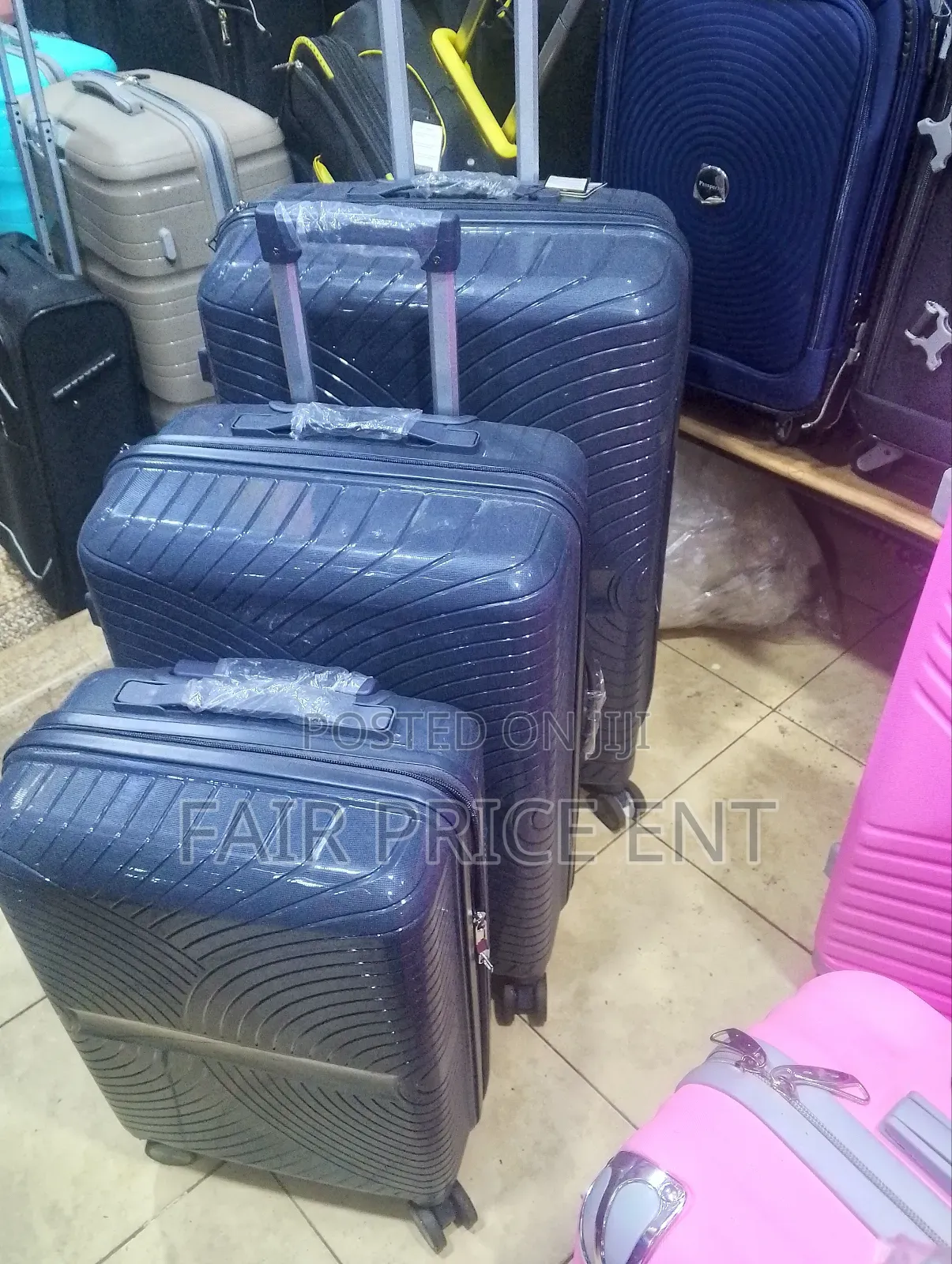 Original Pure Rubber Plastic Suitcases. Fullset of 3pcs.( Blue)