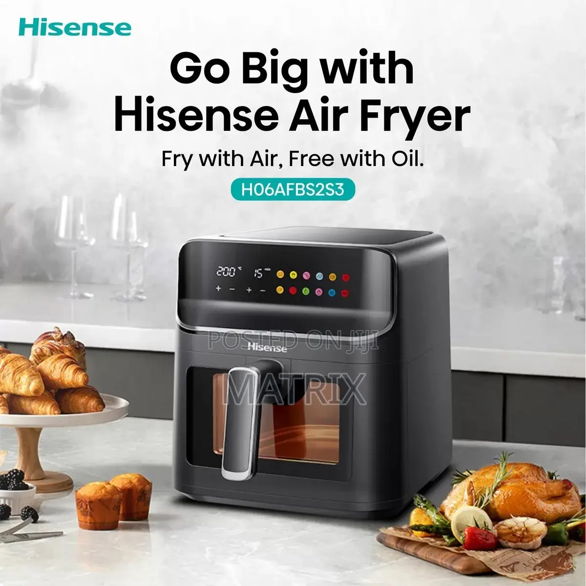 Hisense 6.7l Air Fryer With Led Display and Touch Control