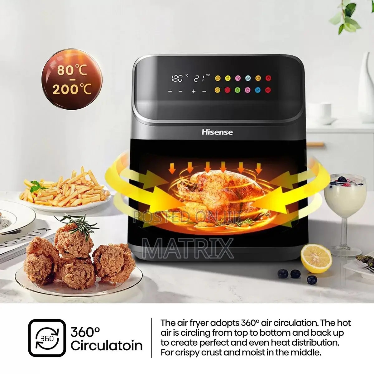 Hisense 6.7l Air Fryer With Led Display and Touch Control